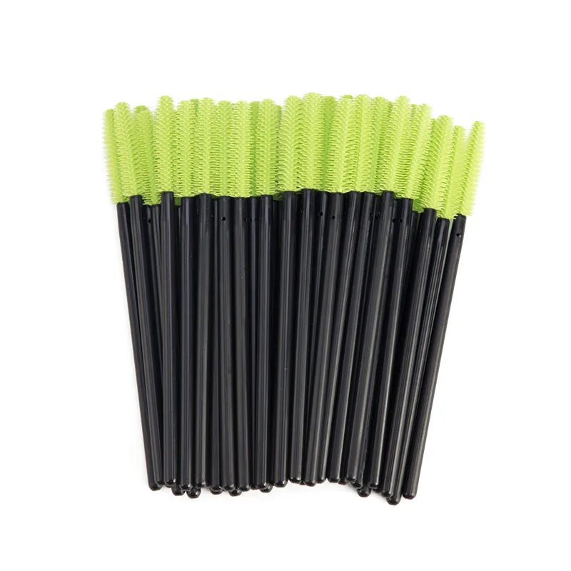 Black-Dark Green 50 шт./лот, одноразовая силиконовая ресница, расческа для туши, палочки для наращивания ресниц, индивидуальный аппликатор, инструмент для макияжа глаз - Handle Color: Black-Dark Green