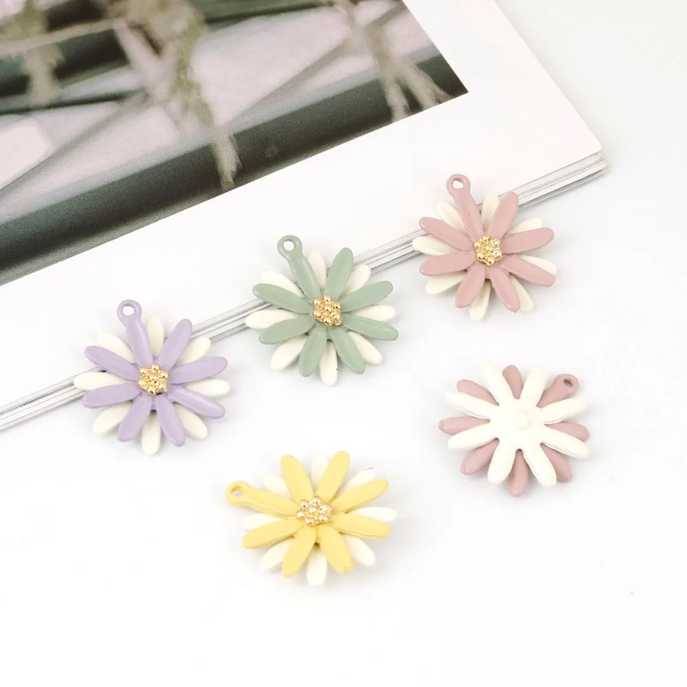 2 шт. двухцветные подвески из металлического сплава в виде цветка | Украшения и