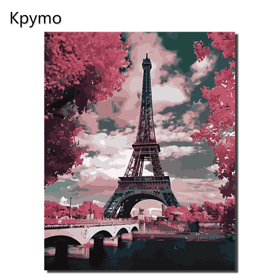 DIY ночной вид Парижской башни мост ночная сцена цифровая картина маслом
