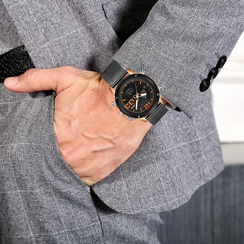 LIGE New Top Luxury Brand Gift Stainless Steel Sports Men Watch Army Military Dual Display Waterproof Watches relogio masculino | Наручные