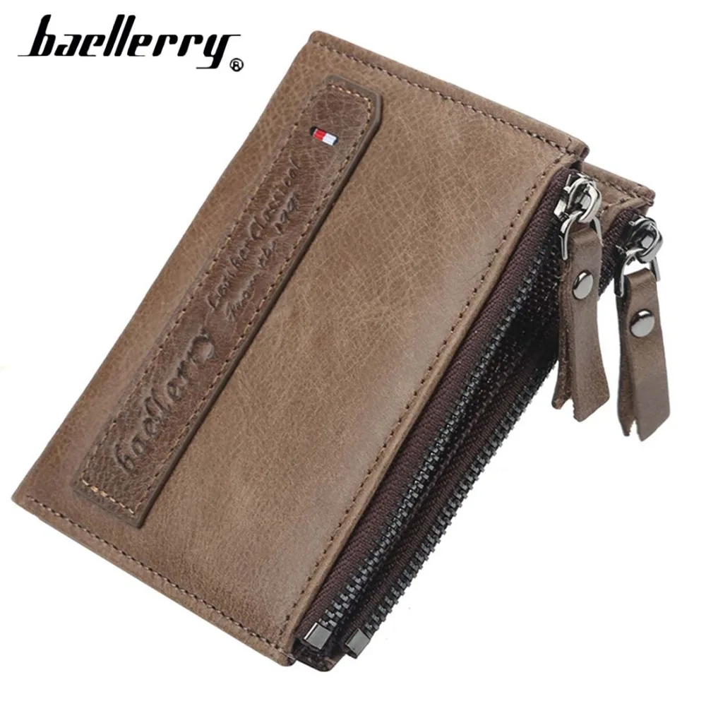 Мужские кошельки baellerry из натуральной коровьей кожи с двойной молнией держатель