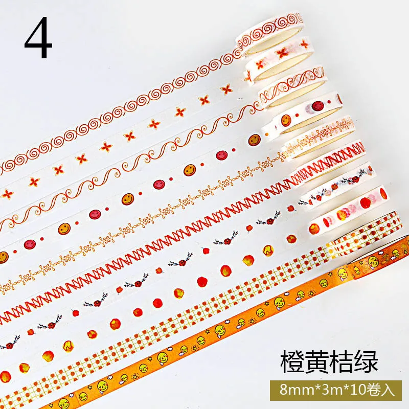 4 10 шт. милые красочная лента washi КИТ изоляционная лента декоративная клейкая лента для детей DIY Скрапбукинг дневник Альбомы для фото - Цвет: 4