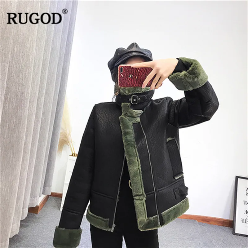 RUGOD мото Байкер кожа для женщин куртка пальто модные толстые теплая зимняя одежда