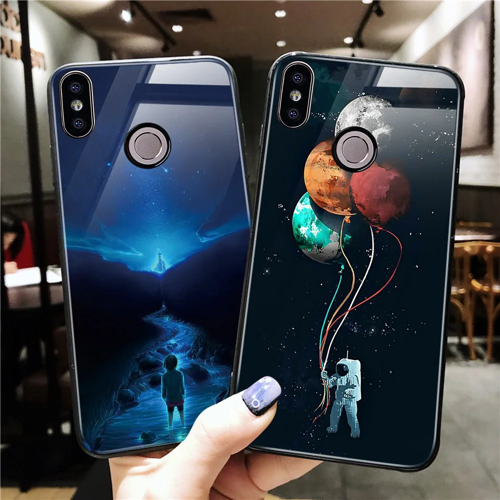 Lu mi nous Стекло чехол для Xiaomi Redmi Note 6 Pro Роскошный телефона 4X5 плюс 6A Примечание 5 A1 A2