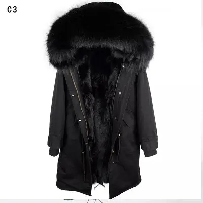 OFTBUY, парка выше колена, зимняя куртка для женщин, парка из натурального меха енота, пальто с воротником, с капюшоном, настоящая теплая подкладка из лисьего меха - Цвет: Over the knee