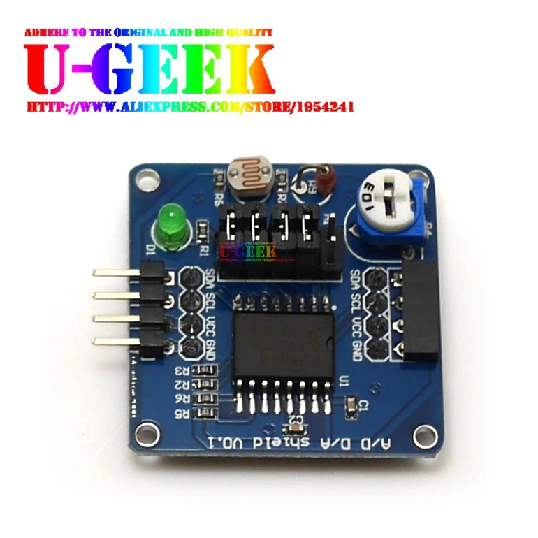 Преобразовательный модуль UGEEK AD/DA светодиодный света для Arduino / Raspberry Pi 3 2 B + A