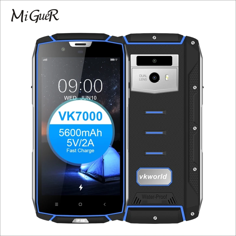 VKworld VK7000 IP68 Водонепроницаемый смартфон 5 2 &quotдюймовый 4 GB + 64 Android 8 0 5600 mAh Face ID 13.0MP