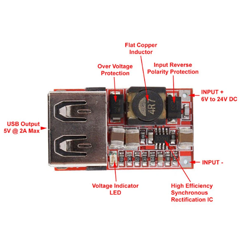 1 шт. Мини DC 12 В/24 В до 5 3A 6 24 в USB выходное зарядное устройство понижающий модуль