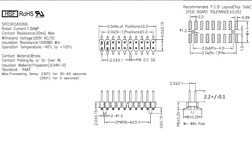 100 шт 0 079 &quot2 мм 2x5 Pin 10 PCB Мужской Заголовок низкопрофильный высота 2 20