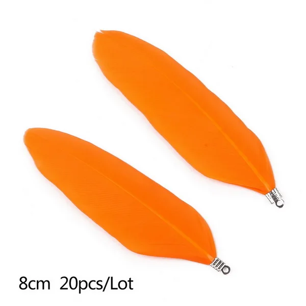 Orange Маленький лист перо 20 шт./лот 8 см натуральный гусь перья Свадебные украшения разноцветный, сделай сам, ювелирное изделие шлейф - Цвет: Orange