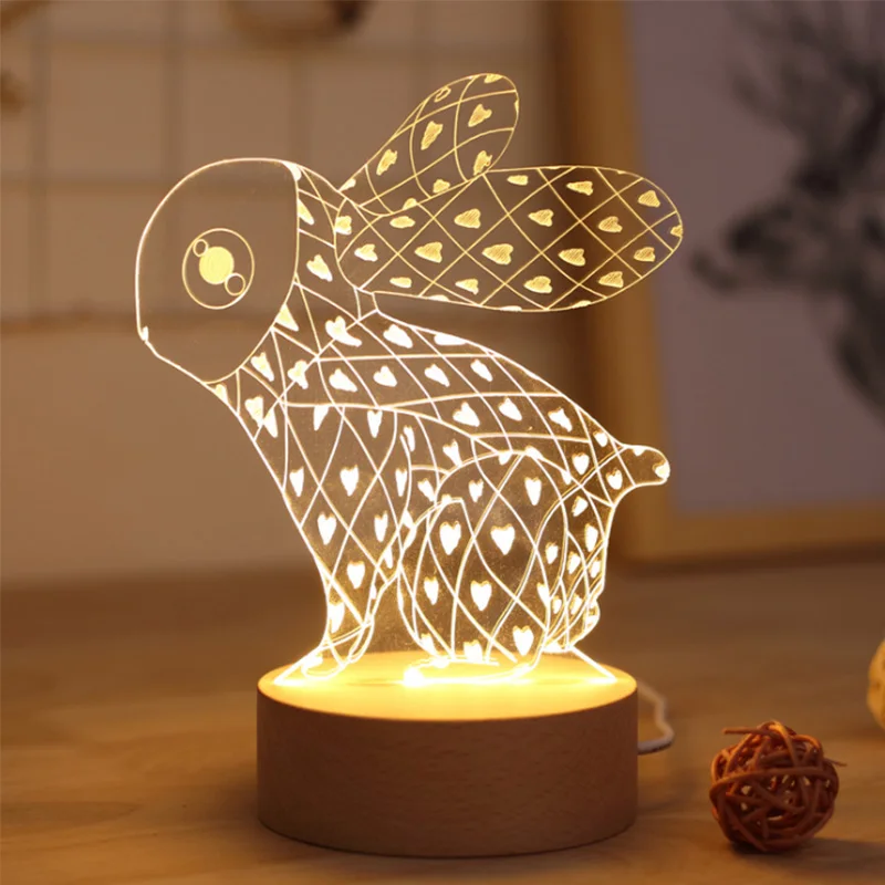 Креативный 3D ночник мультфильм Энтони Банни настольная Регулировка яркости лампы в форме кролика детская спальня крытый светильник