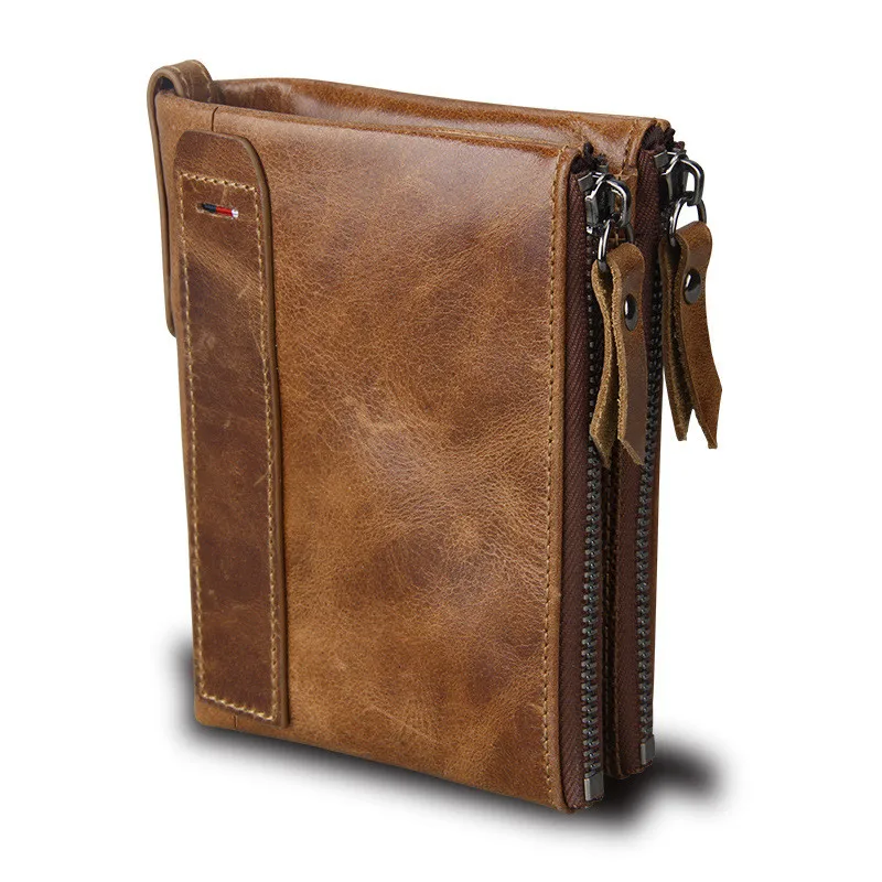 

HOT Genuine Crazy Horse Cowhide Leather Men Wallet Short Coin Purse Small Vintage Wallet Brand High Quality Designer