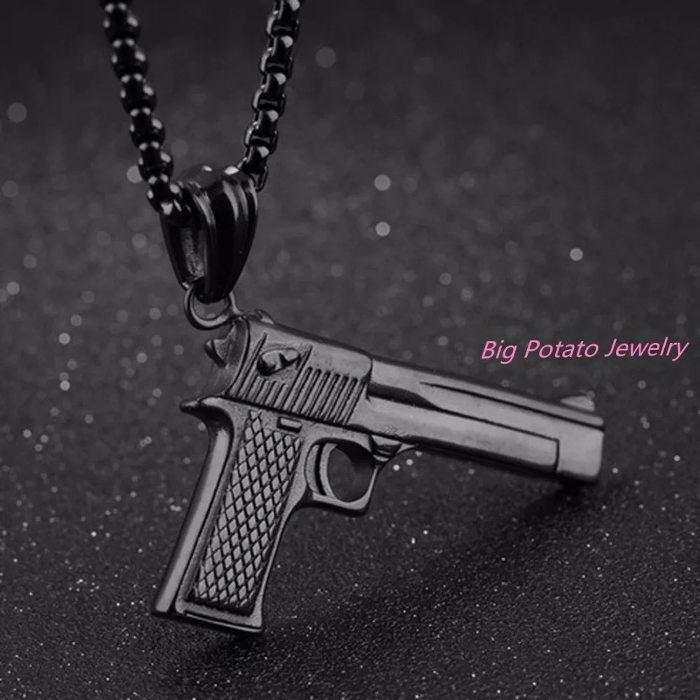 Мужские спортивные кулоны с пистолетом Desert Eagle в стиле панк золотого серебряного