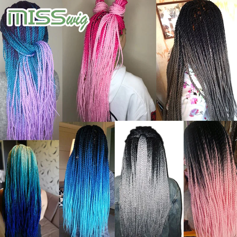 Miss wig Омбре Сенегальские вьющиеся волосы крючком косы 24 дюйма 35 цветов