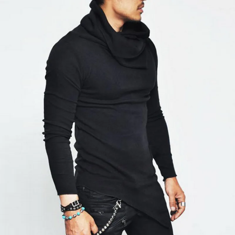 LASPERAL Мужские Высокие Свитера с высокой горловиной неправильный дизайн Топ