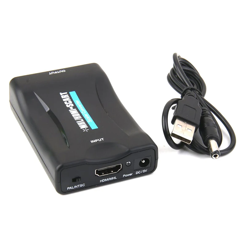HDMI к SCART композитный видео конвертер стерео аудио адаптер + USB кабель черный| |