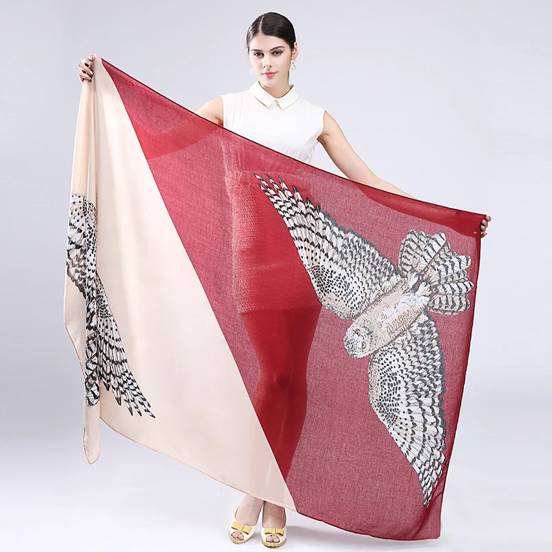 Женская длинная шаль с принтом Сова|long shawl|shawls and scarvesfashion shawls |