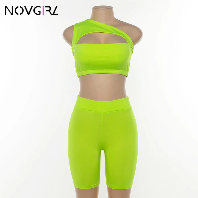 Женский неоново Зеленый Спортивный костюм Novgirl из двух предметов лето 2019