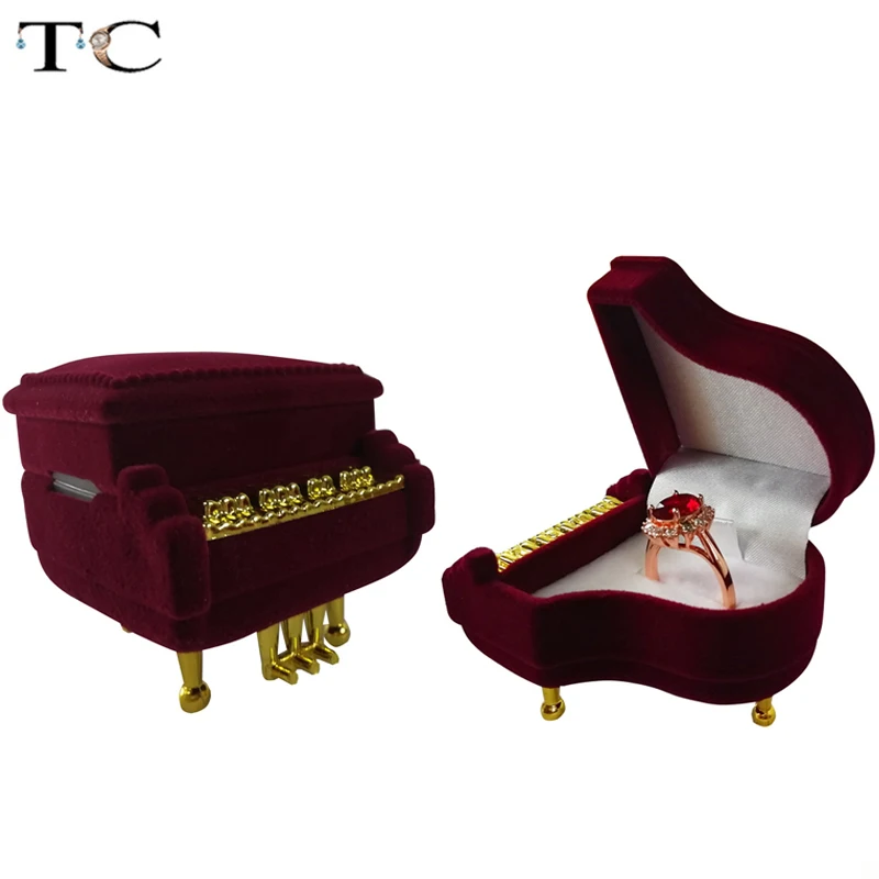 

Piano Ring Box Earring Packing Pendant Jewelry Box Storage Case Surprise Gift Case Velvet