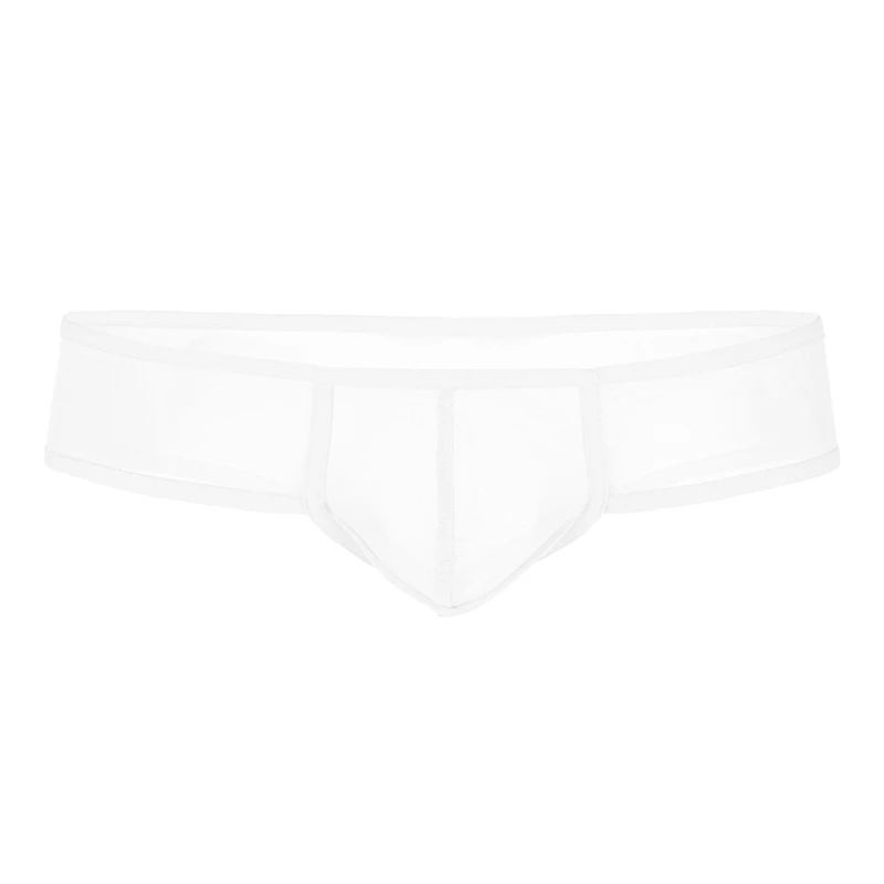 White Мужские купальники, мягкие, прозрачные, сетчатые, с выпуклым мешочком, низкая посадка, стринги, стринги, мини-трусы, мужские, нежные, бандаж, нижнее белье, трусы - Цвет: White