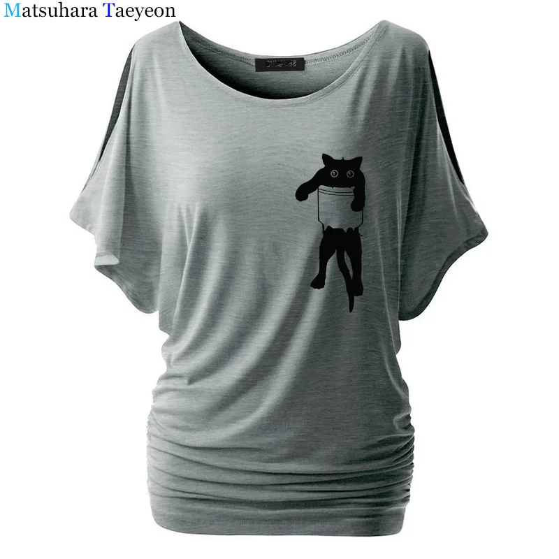 

t shirt Women 100% cotton cat print women T shirt casual batwing sleeve Tshirt female o-neck loose women t-shirt tops tee shirt
