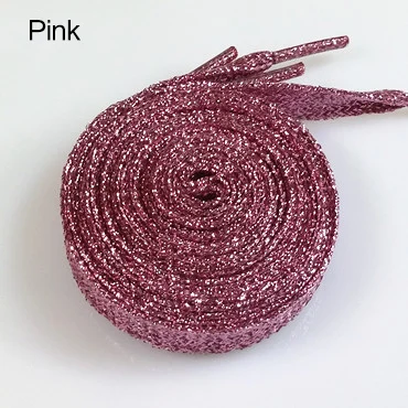 Pink Блестящие золотые и серебряные яркие шнурки 16 цветов 110 см кроссовки спортивная обувь шнурки - Цвет: Pink