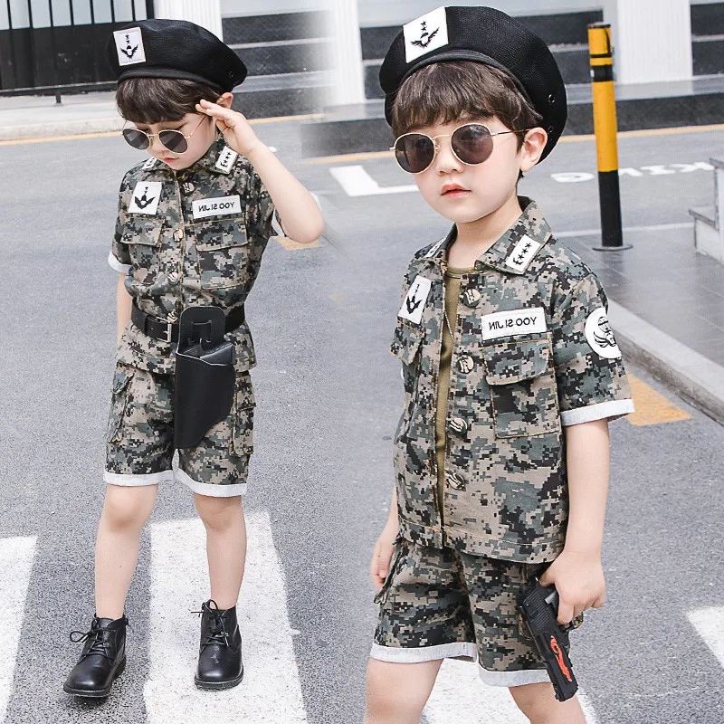 Spring/Summer Children's Camouflage Suit Boys Special Military Training kids girls boy Clothing sets Uniform to school clothes | Детская