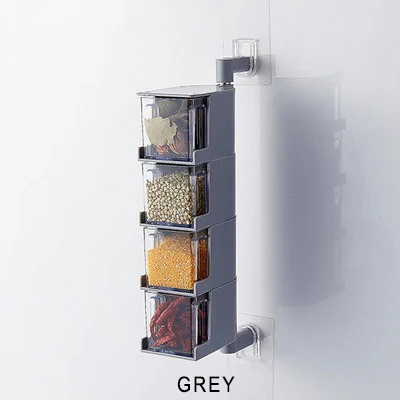 4 layers Grey Акриловый вращающийся кухонный держатель для специй, многослойный настенный пластиковый прозрачный ящик для приправ, Набор для специй - Цвет: 4 layers Grey