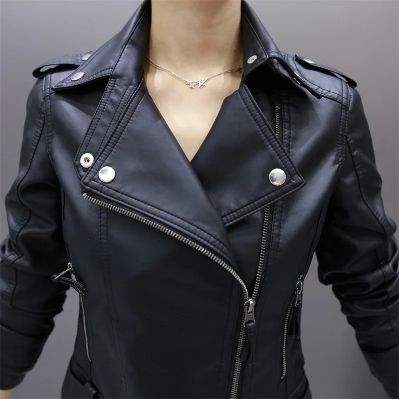 Локомотивная одежда из искусственной кожи женская короткая секция весна осень