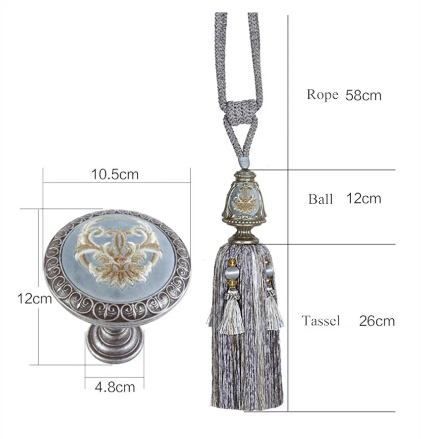 QGVLish Boutique 4 шт./компл. ретро 2 занавески с крючками кисточка веревка для штор пряжки