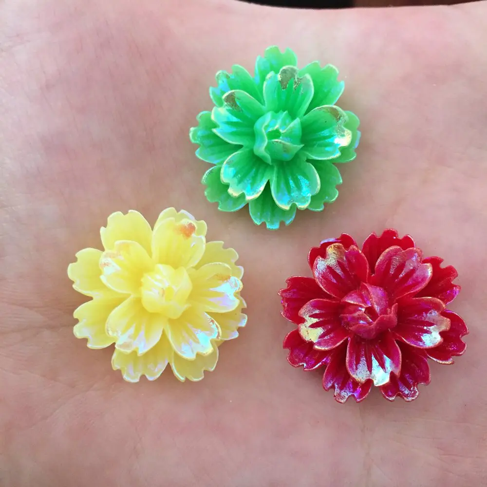 DIY 12 шт. mix 25 мм AB Смола 3d цветок плоские задние стразы свадебные пуговицы