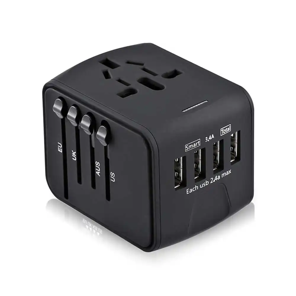 Дорожный адаптер универсальный питания с 4 USB портами 3 А настенное зарядное