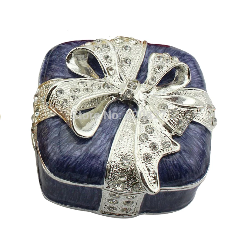 Large Size Navy Square Pewter Trinket Box (7.3*7.3*5 Cm (L*w*h)