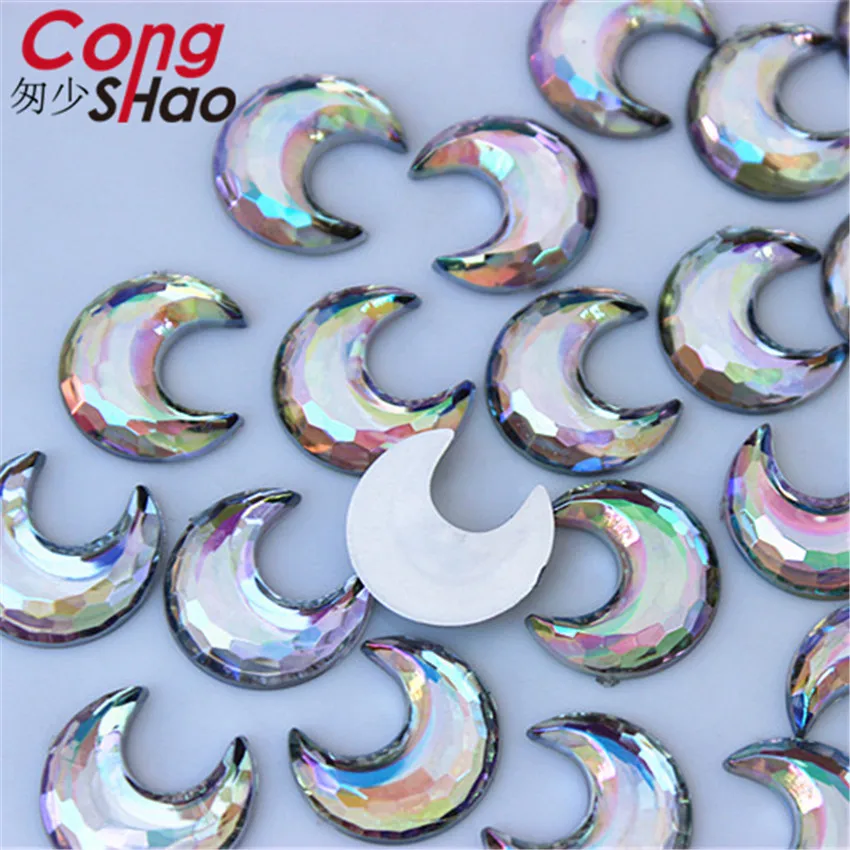 Cong Shao 200pcs 15mm AB Color flat back stones and crystals Acrylic Moon Rhinestone trim DIY Wedding Dress Decoration YB230 | Дом и сад