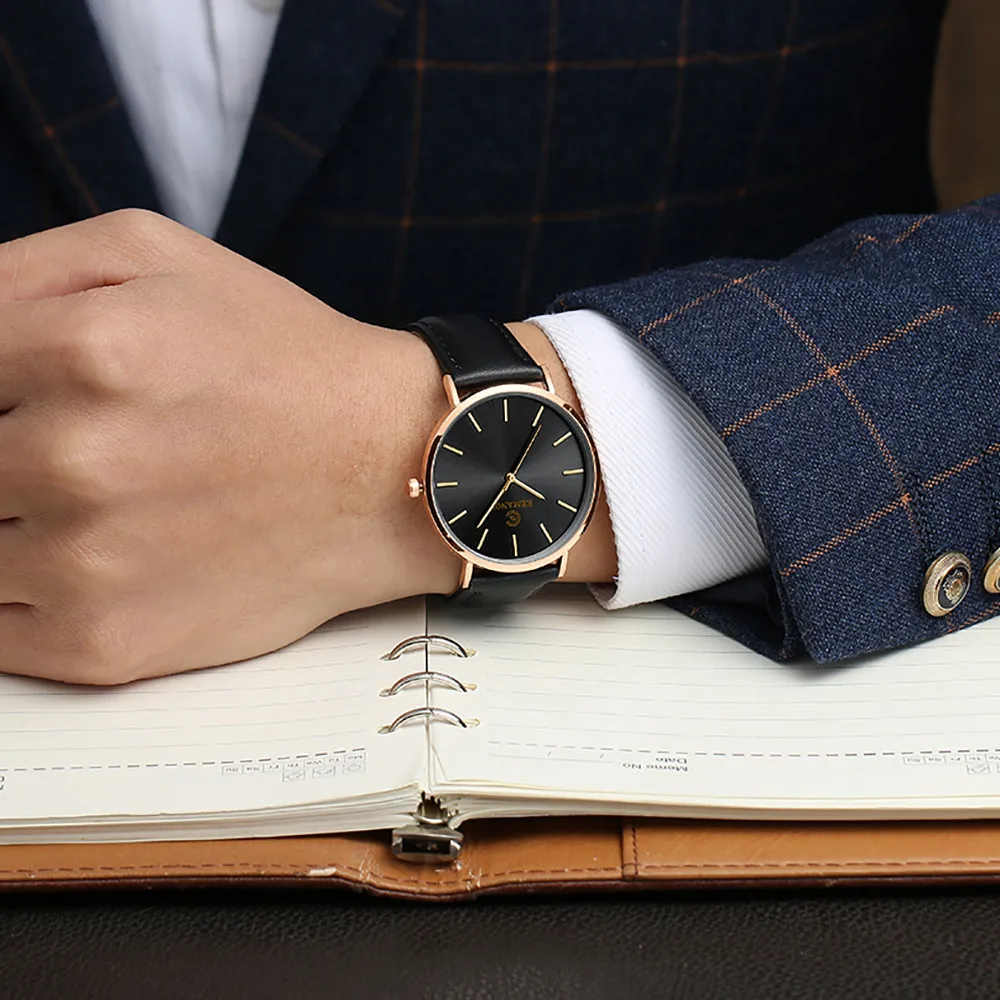 

KEMANQI Brand Couple Fashion Mens Watch Leather Buckle Band Analog Quartz Round Wrist Business Clock Mens watches montre homme