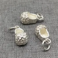 2 Pieces 925 Sterling Silver Shiny Baby Shoe Charms for Bracelet Necklace