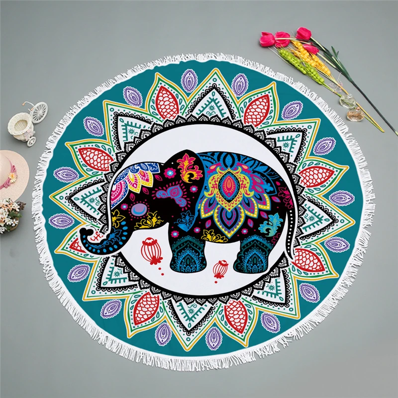 Casegrace Boho пляжные полотенца с кисточками буддийский слон Коврик для йоги Мягкая