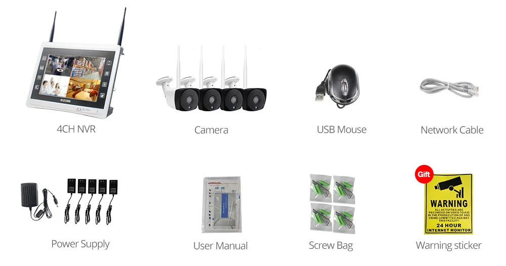 Беспроводная система видеонаблюдения Wetrans 1080P HD 4CH NVR Wi-Fi с ЖК-дисплеем, комплект смарт-домашней камеры, система наблюдения, уличная сигнализация