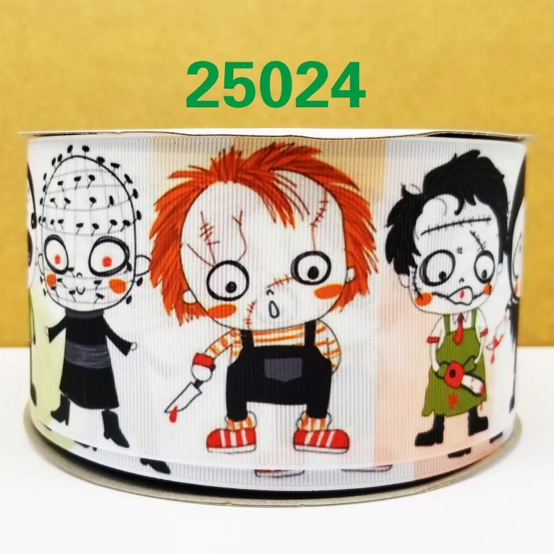 Бесплатная доставка 50 ярдов мультфильм Хэллоуин печатных grosgrain ленты 25033 | Дом и
