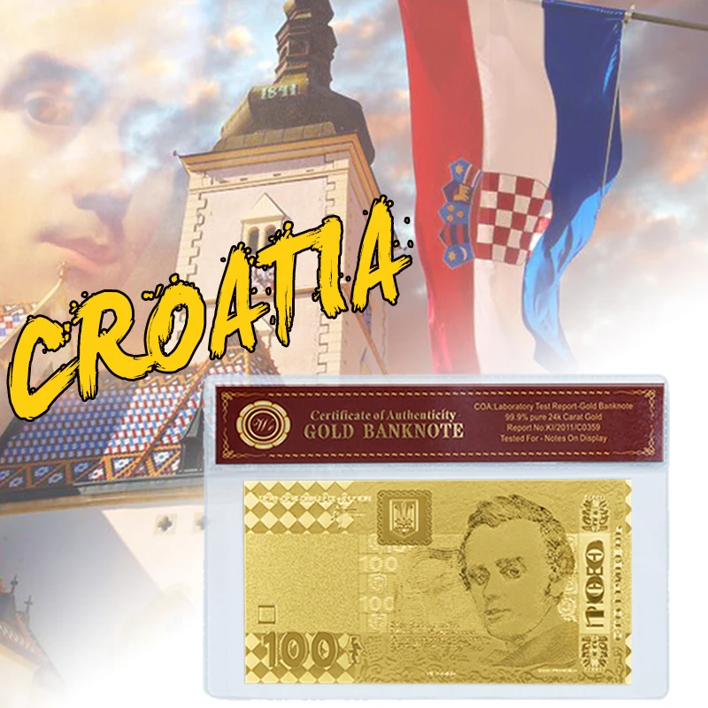 Редкая Украина 100 грн. Купюр покрытая металлом Золотая фольга металлическое