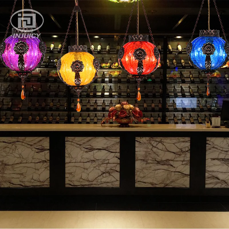 Лофт винтажный красочный стеклянный подвесной светильник для Юго Восточной Азии