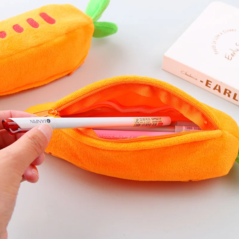 Новинка бархатный чехол для карандашей с морковкой вместительная школьная сумка