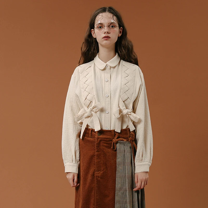 Блузка женская винтажная с длинным рукавом и бантом|women blouses|woman blouse designwomens designer