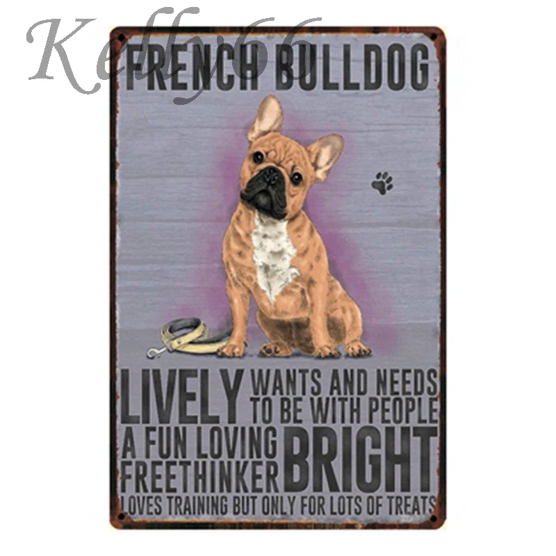[Kelly66] FRENCH BULL декоративная собачка металлический знак плакат домашняя настенная