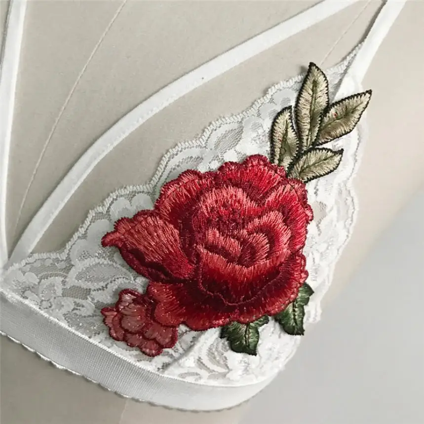 2017 Сексуальное Женское бикини кружевной бюстгальтер с цветочной аппликацией на