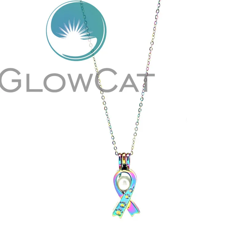 R-C646 Радуга Цвета лента с принтом кошачий коготь бисер Клетка подвеска духи