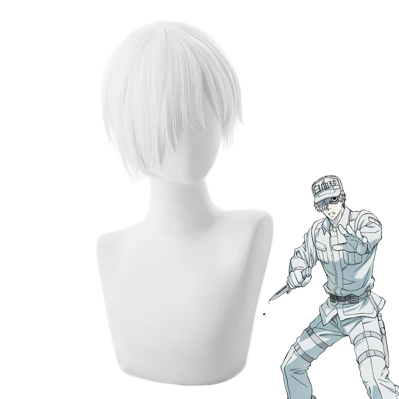Hataraku Saibou U 1146 Neutrophil белый короткий парик косплей костюм клетки на работе