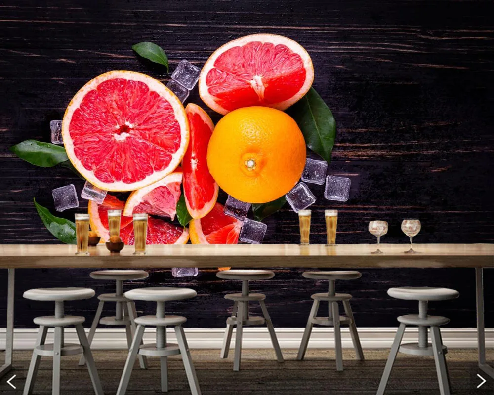 

Papel de parede Grapefruit Ice Food photo 3d wallpaper murals for living room kitchen restaurant bar cafe Beverage shop