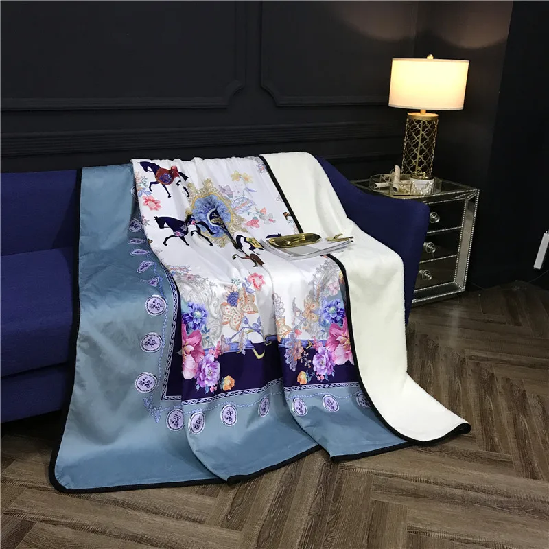 

Royal Palace Elegant Horse Blanket Soft Flannel Sofa lamb velvet Throws 150x200cm&200*230cm Home Furnishing decoration