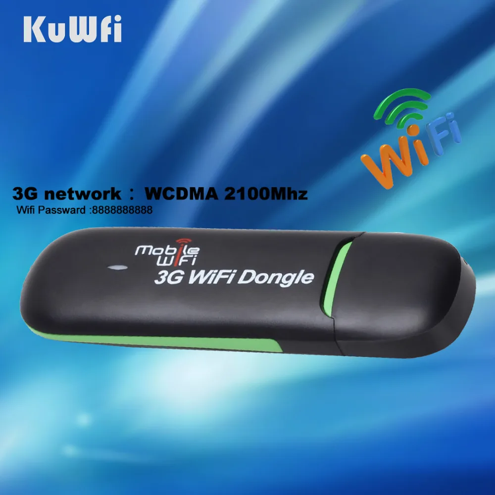 KuWFi 3G WiFi модем портативный USB Wi Fi мобильный беспроводной роутер поддержка 2100mhz 7 2 - Фото №1